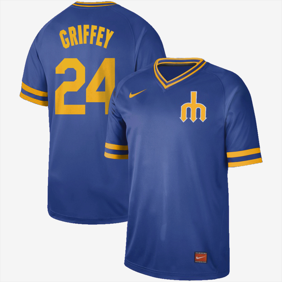 Men's Seattle Mariners #24 Ken Griffey Jr. Blue Cooperstown Collection Legend Stitched MLB Jersey
